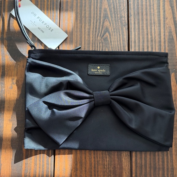 ♠️Kate Spade New York On Purpose Nylon Black Bow Wristlet, NWT